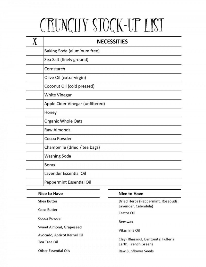 Your Own Crunchy Shopping List - Free PDF