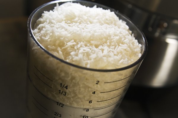 Shredded coconut for homemade coconut milk.