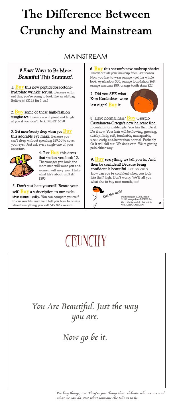 difference between crunchy and mainstream