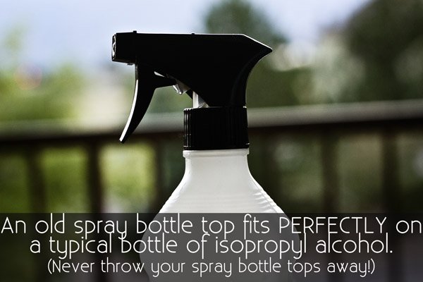 No need to buy a new spray bottle for your screen cleaner when a nozzle fits right on the bottle of rubbing alcohol.