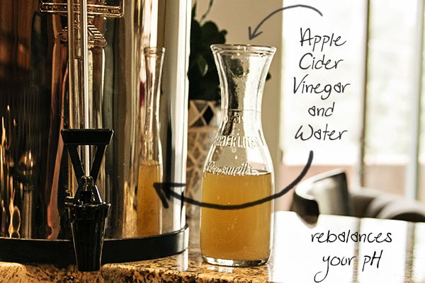 Apple cider vinegar and water helps rebalance your pH if you use homemade deodorant with baking soda.